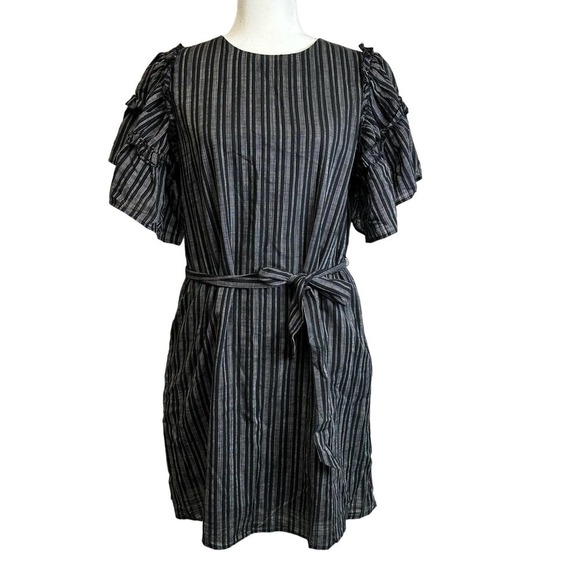 Who What Wear Dress Womens sz. SMALL Black Ruffled Short Sleeve Crew Neck - Picture 6 of 12